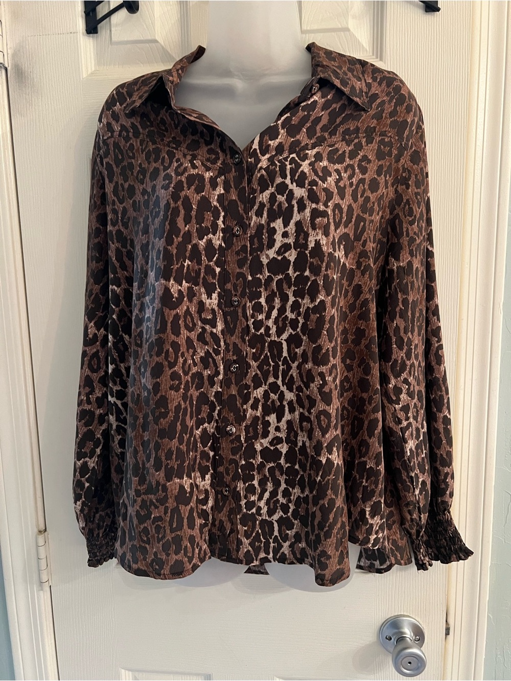 Johnny Was workshop leopard print blouse